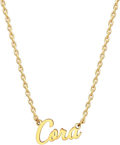 18K Gold Plated Stainless Steel Name Necklace Personalized Custom Name Necklace Customized Nameplate Necklace for Women