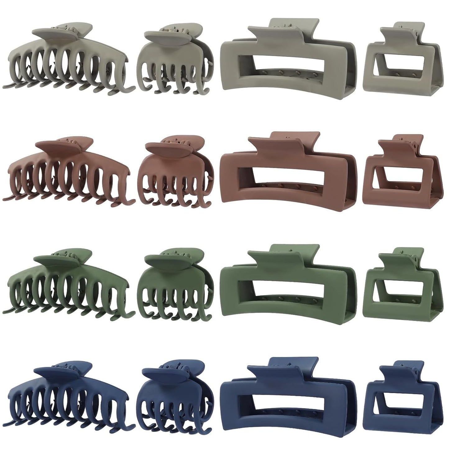 Hair Clip 16 Count for Women - Hair Claws for Thin Thick Curly Hair - Large and Small Matte Banana Clips - Strong Hold Nonslip Hair Claws - Various Sizes and Styles
