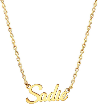 18K Gold Plated Stainless Steel Name Necklace Personalized Custom Name Necklace Customized Nameplate Necklace for Women