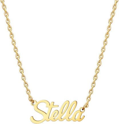 18K Gold Plated Stainless Steel Name Necklace Personalized Custom Name Necklace Customized Nameplate Necklace for Women
