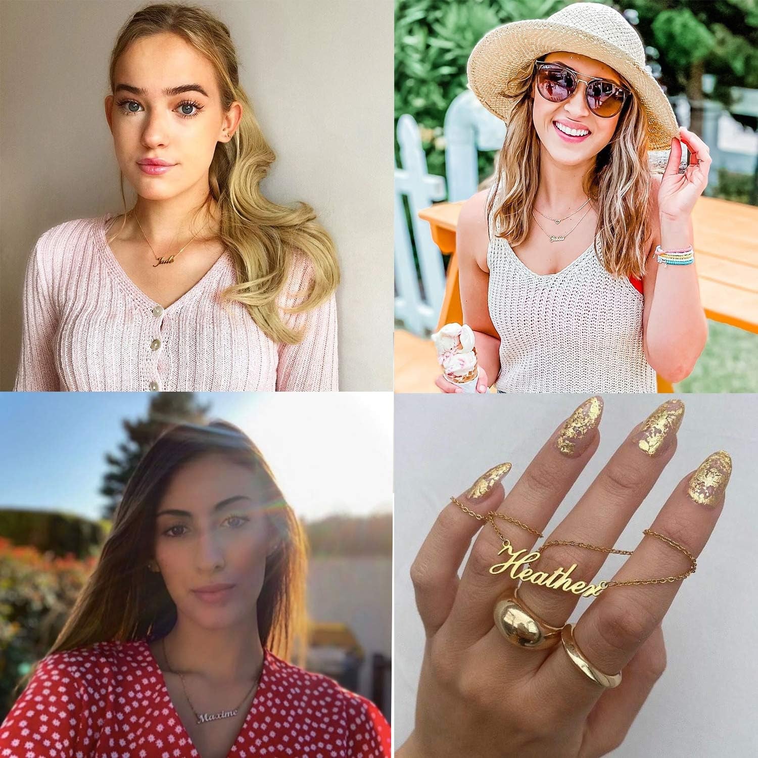 18K Gold Plated Stainless Steel Name Necklace Personalized Custom Name Necklace Customized Nameplate Necklace for Women