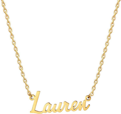 18K Gold Plated Stainless Steel Name Necklace Personalized Custom Name Necklace Customized Nameplate Necklace for Women