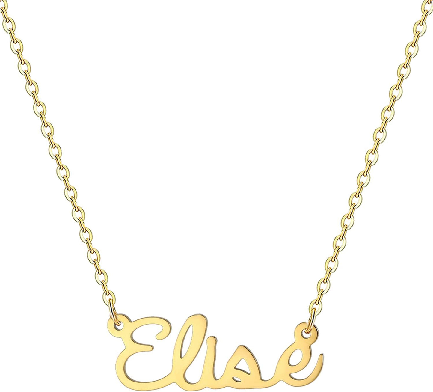 18K Gold Plated Stainless Steel Name Necklace Personalized Custom Name Necklace Customized Nameplate Necklace for Women