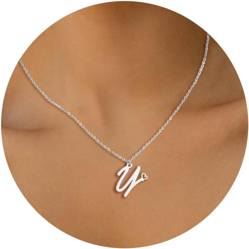 Initial Necklace for Women, Gold Dainty A-Z Letter Pendant with Heart Choker Necklace Jewelery Gifts,Personalized Cute Tiny Initial Pendant Necklace for Girls