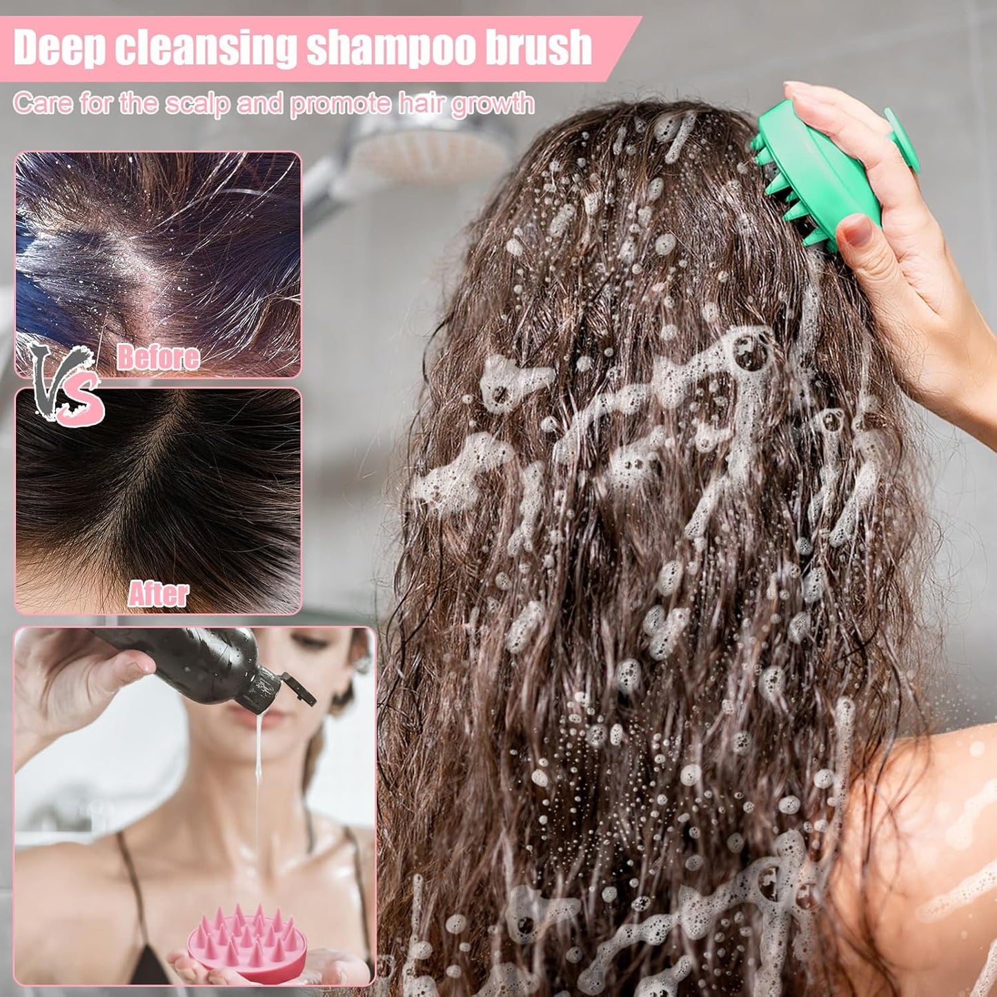 3 PCS Scalp Massager Hair Growth, Stocking Stuffers for Men Women Adult, Scalp Scrubber Shampoo Brush, Silicone Hair Scrubber, Hair Massager Scalp Deep Clean Anti-Dandruff, Scalp Massage Tool