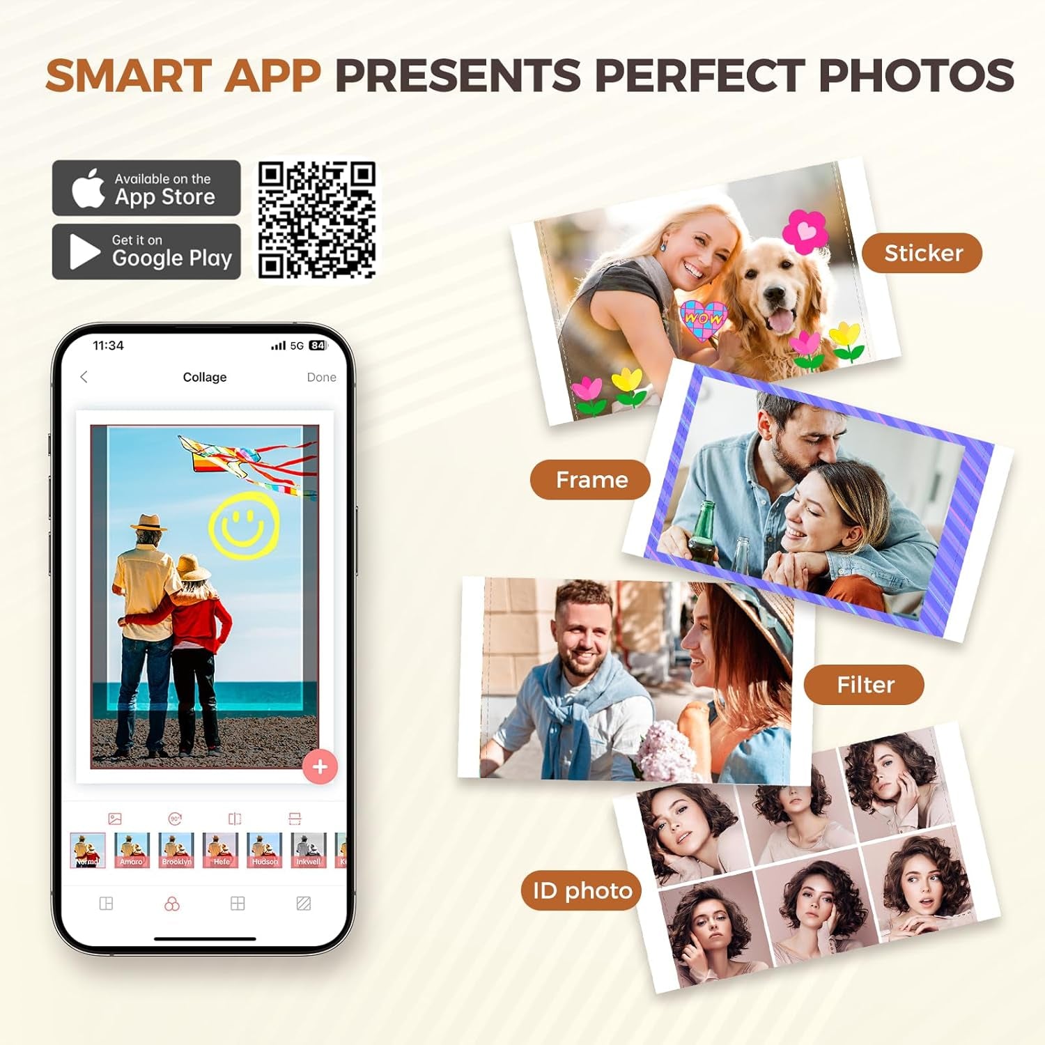 4×6 Photo Printer, Portable Color Picture Printer, Thermal Sublimation Mini Picture Printer, Bundle 20 Sheets Photo Paper & 1 Ribbon Cassette, Photo Printer for Iphone & Android