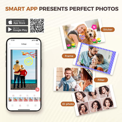 4×6 Photo Printer, Portable Color Picture Printer, Thermal Sublimation Mini Picture Printer, Bundle 20 Sheets Photo Paper & 1 Ribbon Cassette, Photo Printer for Iphone & Android