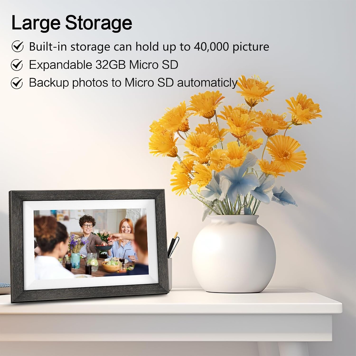 Frameo Digital Photo Frame,10.1 Inch Wifi Smart Digital Picture Frame with HD IPS Touch Screen,Auto-Rotate,Send Pictures from Anywhere via Frameo App,Gifts for Mom