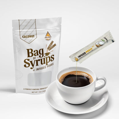 Single Serving Syrup Packets, Variety Pack, for Coffee and Cocktails - Flavors (10 Each): Vanilla, Caramel, Hazelnut - 6Ml Each, 30 Count - Bag of Syrups by