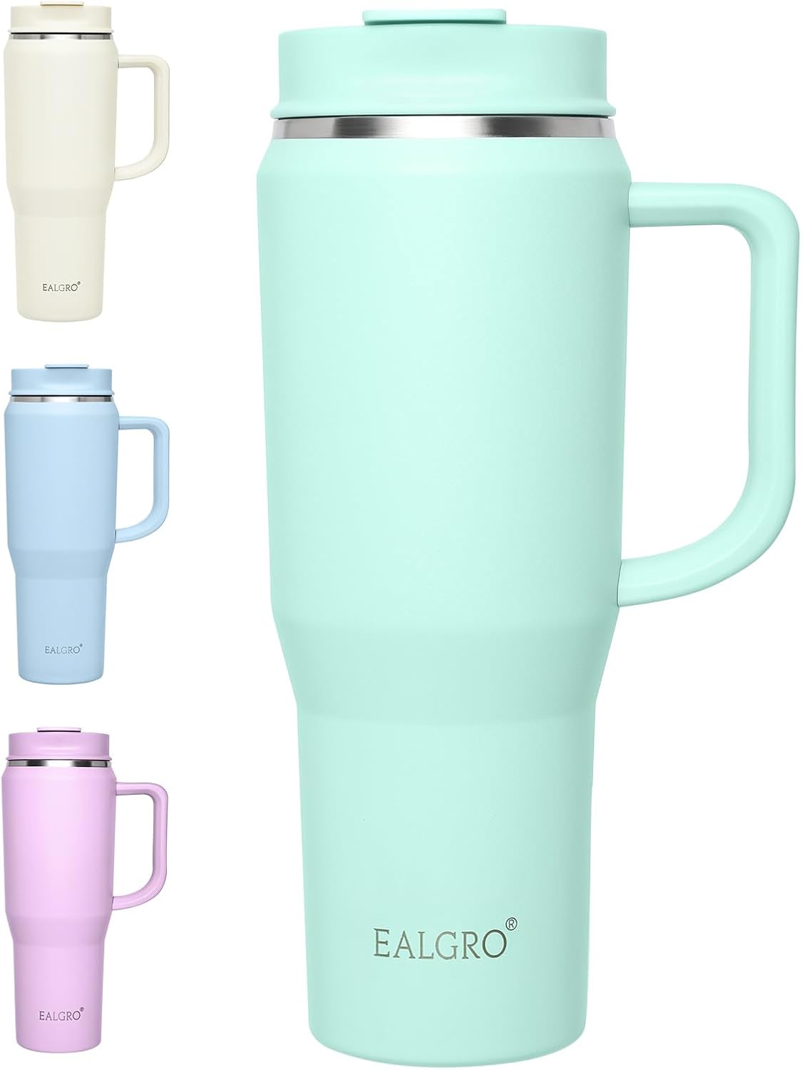 40 Oz Tumbler with Handle, Insulated Tumblers with Lid and Straw, Large Metal Sports Water Bottle Jug, Thermal Stainless Steel Travel Coffee Mug Cup, Black