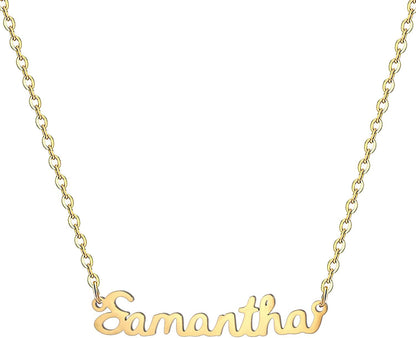 18K Gold Plated Stainless Steel Name Necklace Personalized Custom Name Necklace Customized Nameplate Necklace for Women