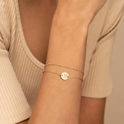 Gold Bracelets for Women Jewelry Gifts - Dainty 18K Real Gold Plated Disc Monogram Letter A-Z Initial Bracelets for Women Trendy Personalized Letter Bracelet Jewelry Gifts for Her