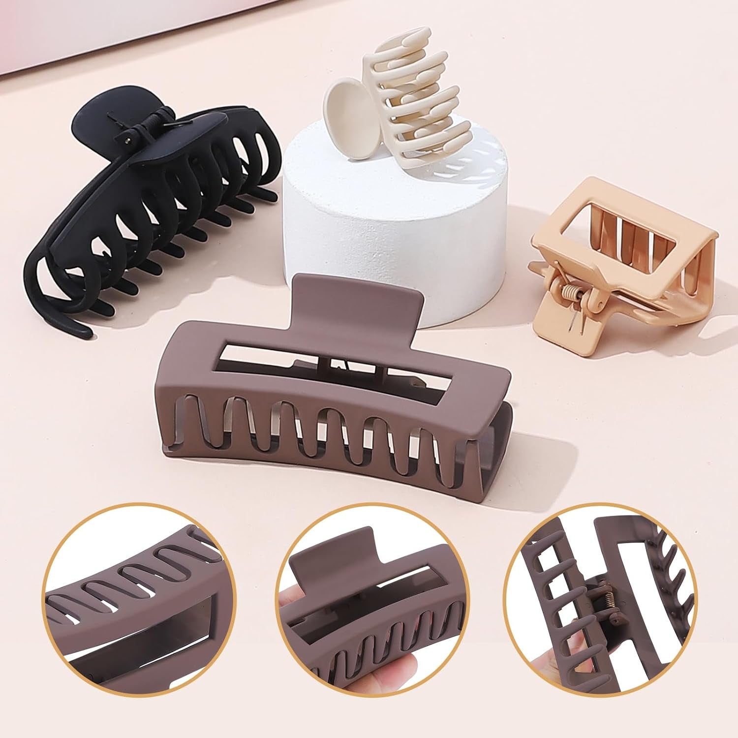 Hair Clip 16 Count for Women - Hair Claws for Thin Thick Curly Hair - Large and Small Matte Banana Clips - Strong Hold Nonslip Hair Claws - Various Sizes and Styles