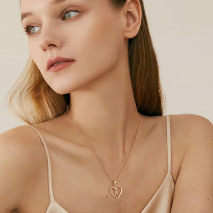 Heart Initial Necklaces for Women Girls, 14K Gold Plated Cubic Zirconia Heart Initial A-Z Pendant Necklace Dainty Heart Necklaces for Women Teen Girl Jewelry Birthday Gifts