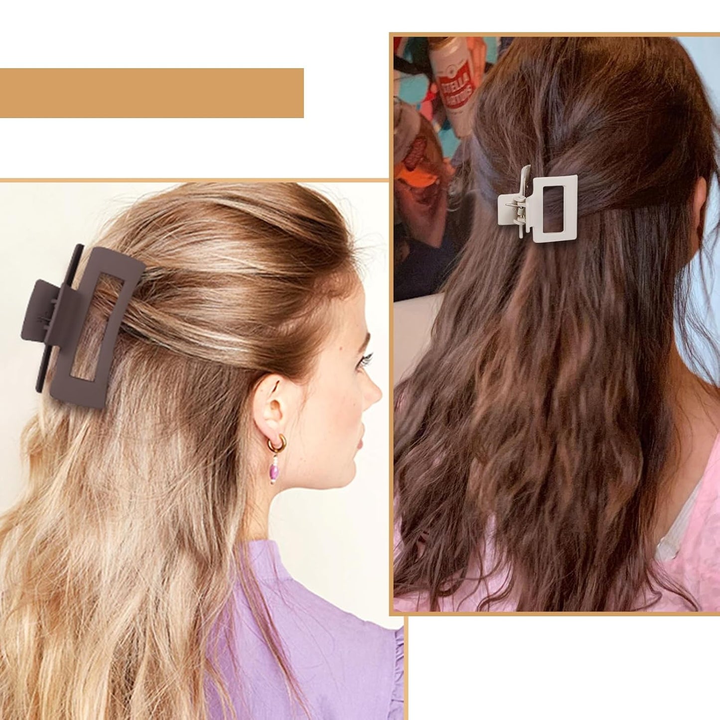 Hair Clip 16 Count for Women - Hair Claws for Thin Thick Curly Hair - Large and Small Matte Banana Clips - Strong Hold Nonslip Hair Claws - Various Sizes and Styles