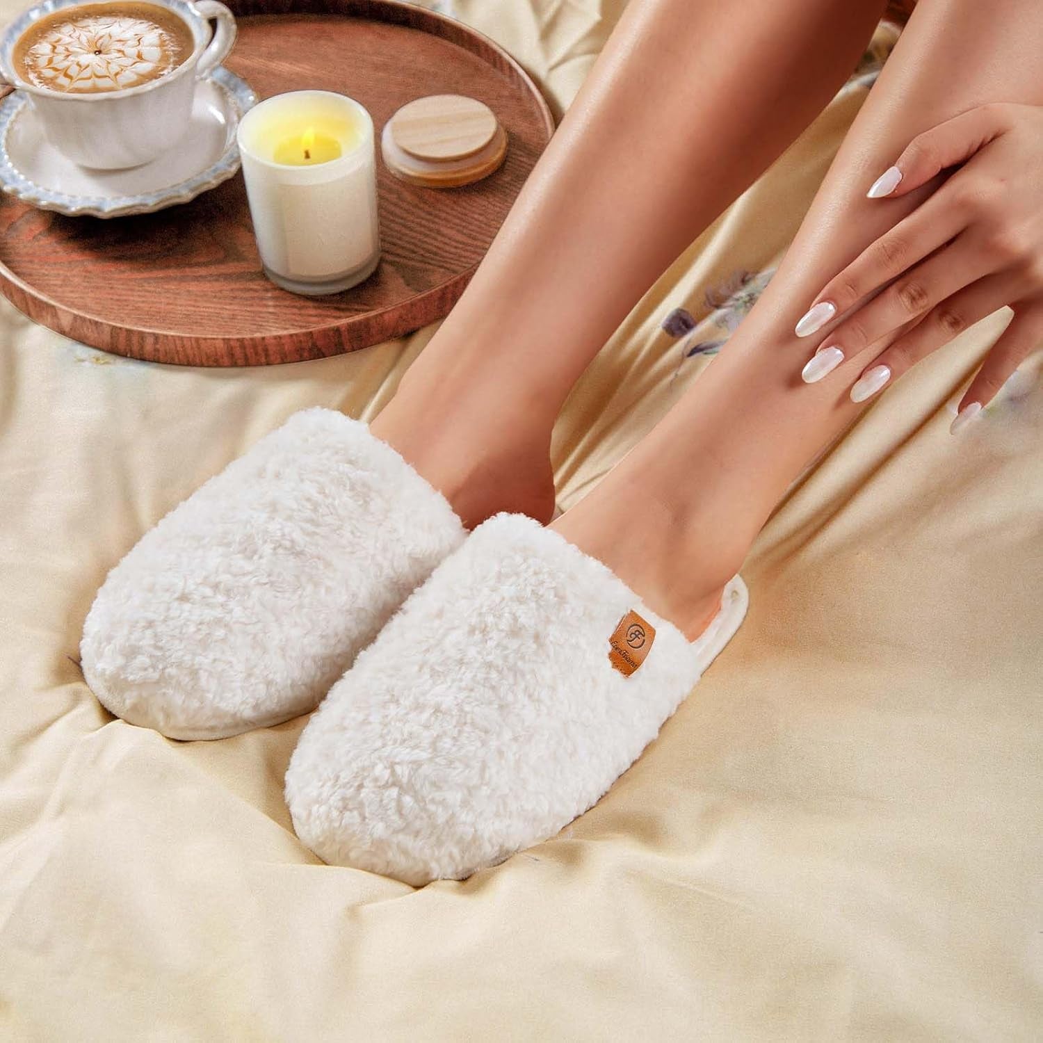 Women'S Fuzzy Slip-On Slippers Warm Cozy Soft Lightweight Memory Foam Indoor House Shoes