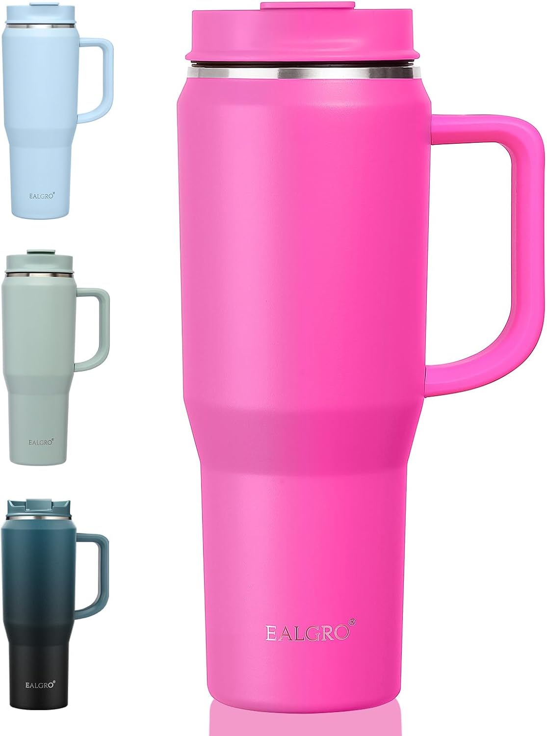 40 Oz Tumbler with Handle, Insulated Tumblers with Lid and Straw, Large Metal Sports Water Bottle Jug, Thermal Stainless Steel Travel Coffee Mug Cup, Black