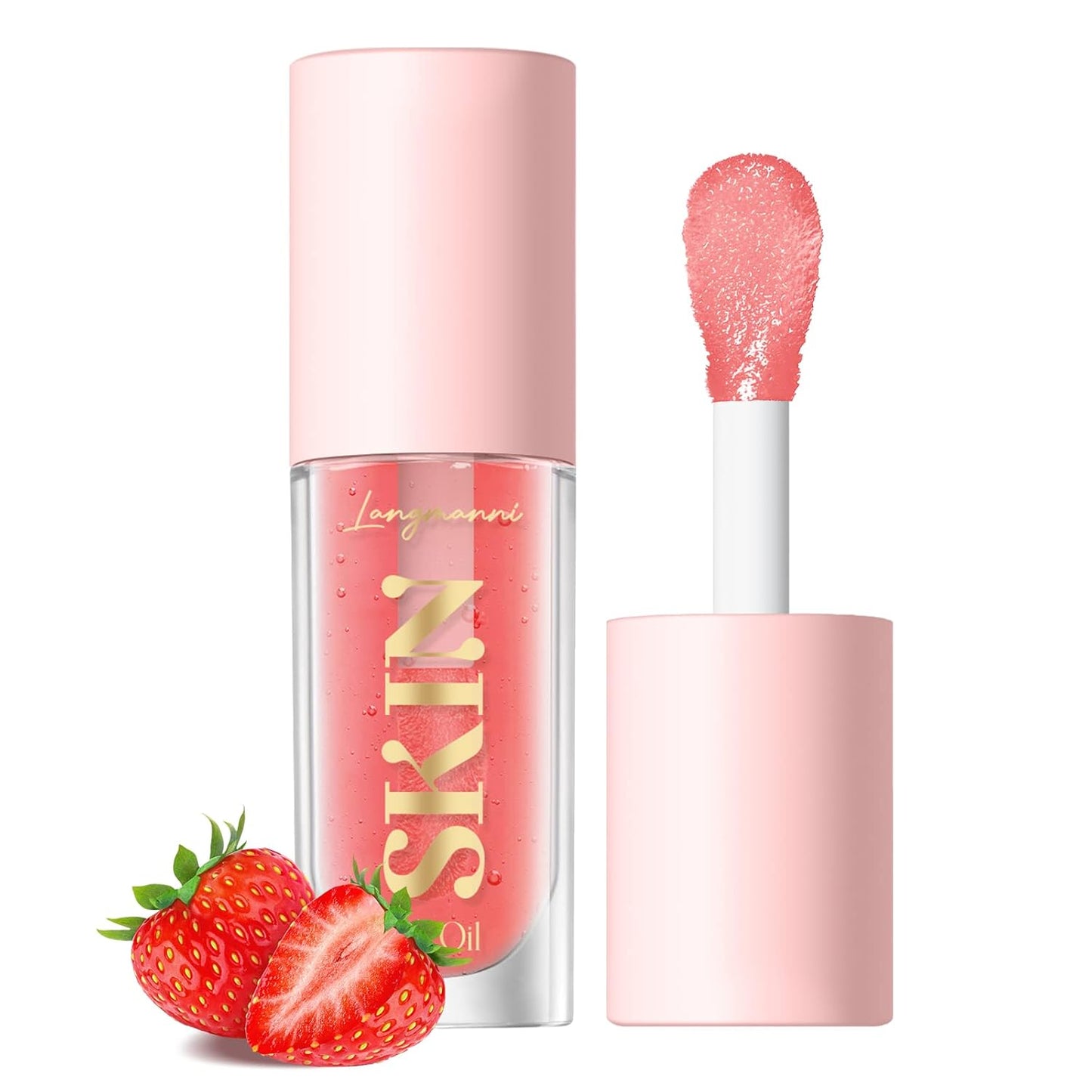Lip Oil,No-Sticky Gloss Lip Balm Lip Care,Fruit Flavoured Lip Oil for Dry Lip'S Moisturizing Hydrating and Nourishing (Strawberry+Coco)