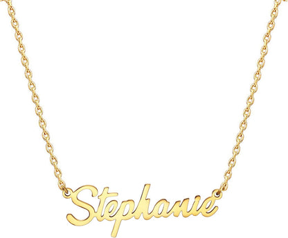 18K Gold Plated Stainless Steel Name Necklace Personalized Custom Name Necklace Customized Nameplate Necklace for Women