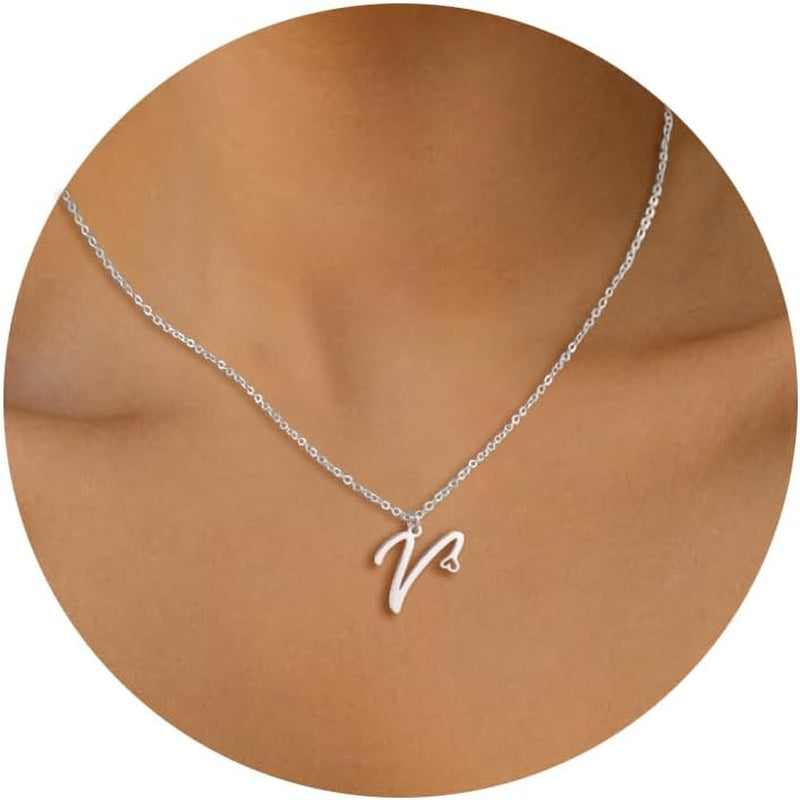 Initial Necklace for Women, Gold Dainty A-Z Letter Pendant with Heart Choker Necklace Jewelery Gifts,Personalized Cute Tiny Initial Pendant Necklace for Girls