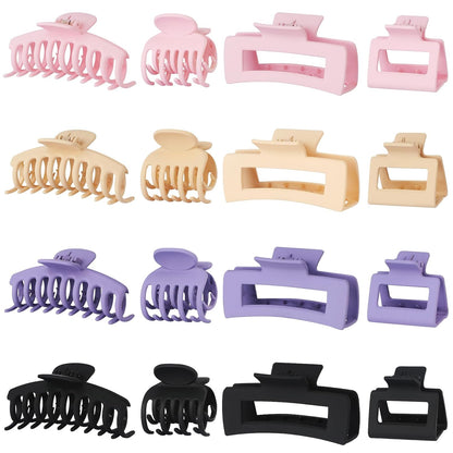 Hair Clip 16 Count for Women - Hair Claws for Thin Thick Curly Hair - Large and Small Matte Banana Clips - Strong Hold Nonslip Hair Claws - Various Sizes and Styles