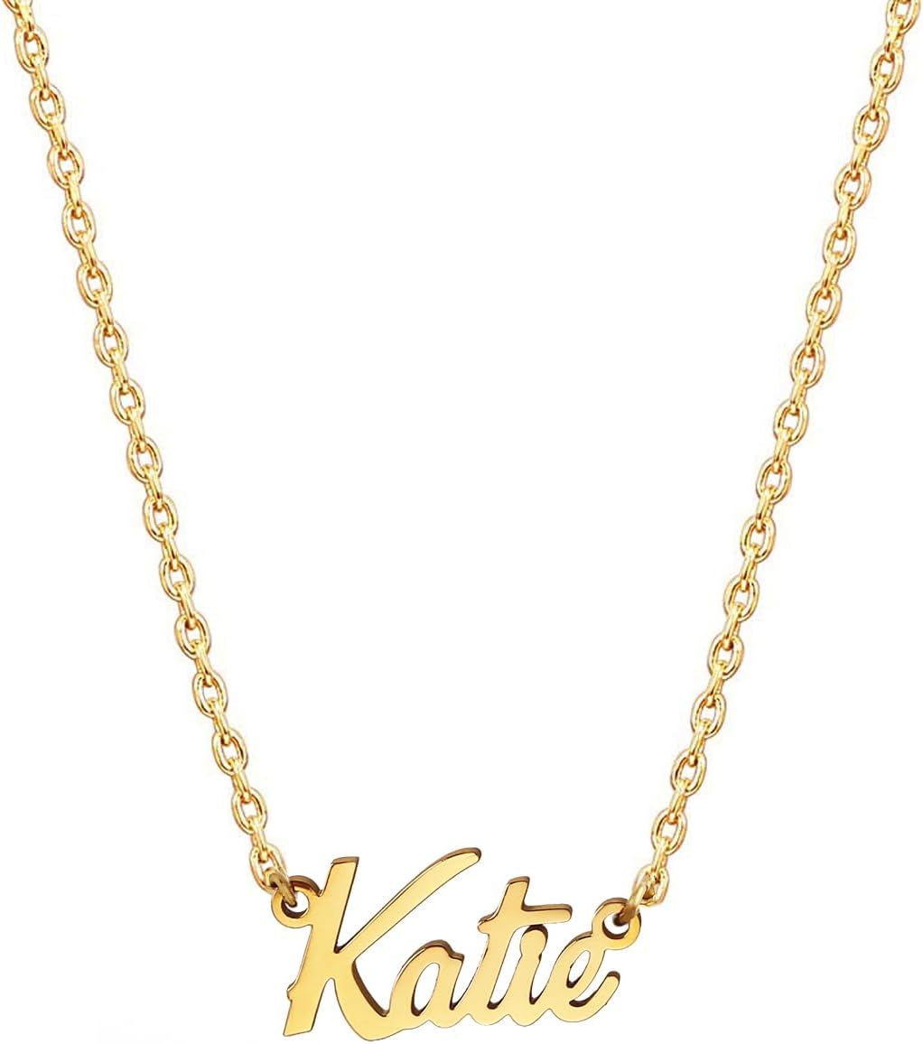 18K Gold Plated Stainless Steel Name Necklace Personalized Custom Name Necklace Customized Nameplate Necklace for Women