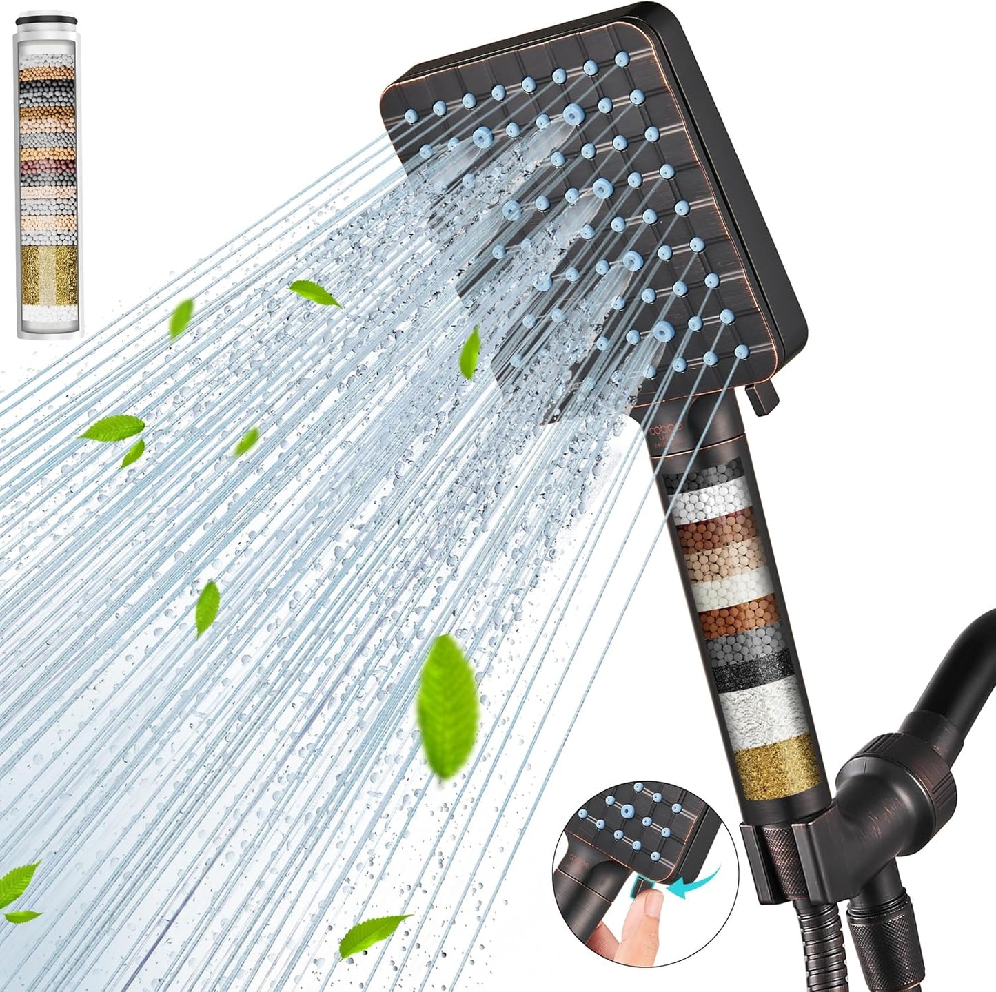Filtered Shower Head with Handheld, High Pressure 6 Spray Mode Showerhead with Filters, Water Softener Filters Beads for Hard Water - Remove Chlorine - Reduces Dry Itchy Skin, Chrome