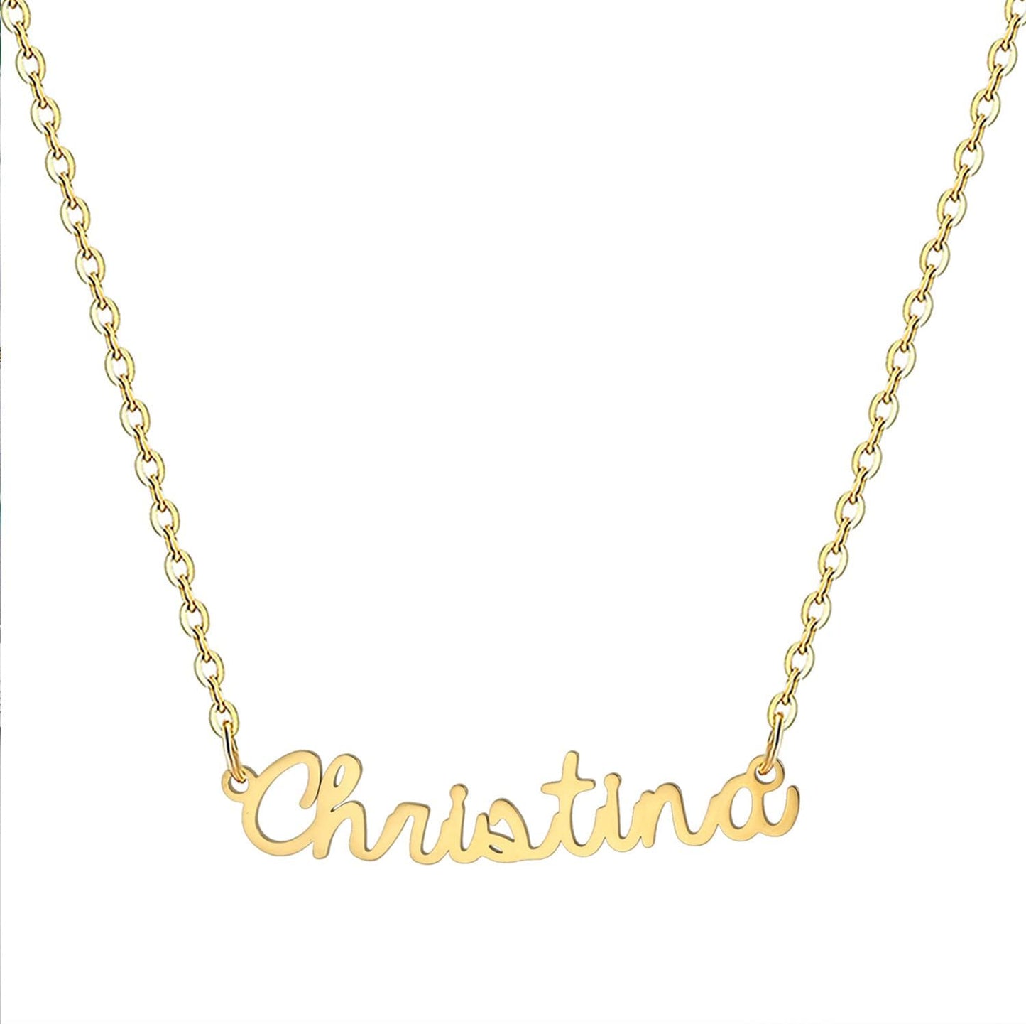 18K Gold Plated Stainless Steel Name Necklace Personalized Custom Name Necklace Customized Nameplate Necklace for Women