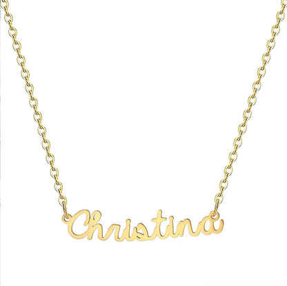 18K Gold Plated Stainless Steel Name Necklace Personalized Custom Name Necklace Customized Nameplate Necklace for Women