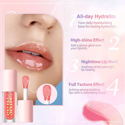 Lip Oil,No-Sticky Gloss Lip Balm Lip Care,Fruit Flavoured Lip Oil for Dry Lip'S Moisturizing Hydrating and Nourishing (Strawberry+Coco)