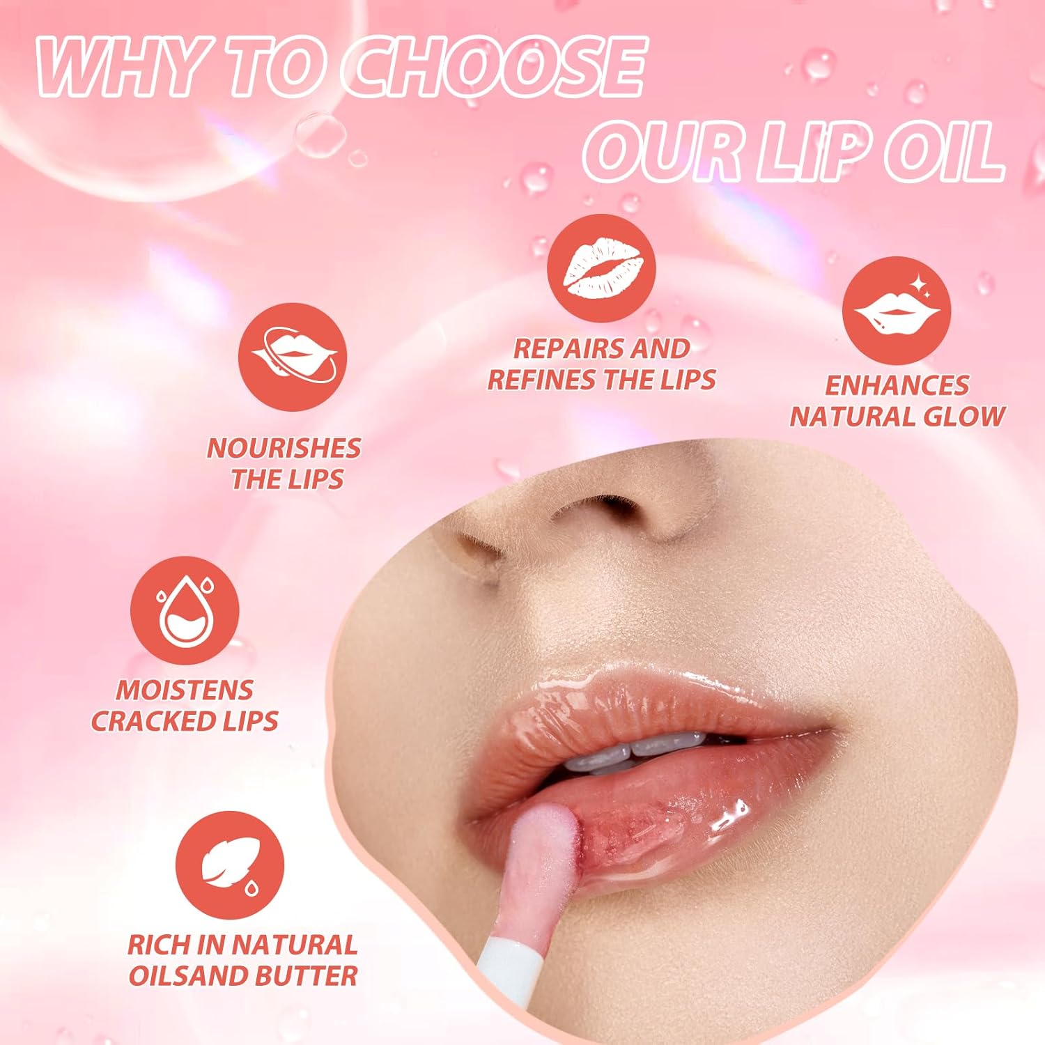 Lip Oil,No-Sticky Gloss Lip Balm Lip Care,Fruit Flavoured Lip Oil for Dry Lip'S Moisturizing Hydrating and Nourishing (Strawberry+Coco)