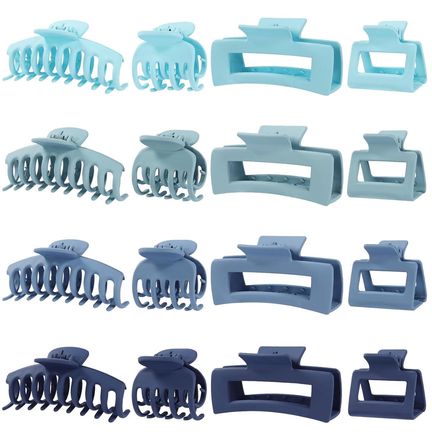 Hair Clip 16 Count for Women - Hair Claws for Thin Thick Curly Hair - Large and Small Matte Banana Clips - Strong Hold Nonslip Hair Claws - Various Sizes and Styles