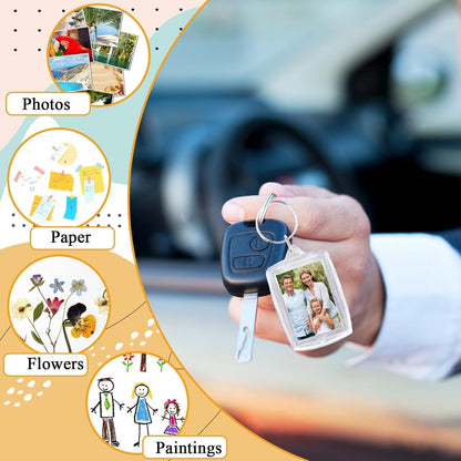 Personalized Custom Picture Frame Keychain 6PCS Acrylic Clear Rectangle Photo Keychain Blanks DIY for Loved Ones Keepsakes