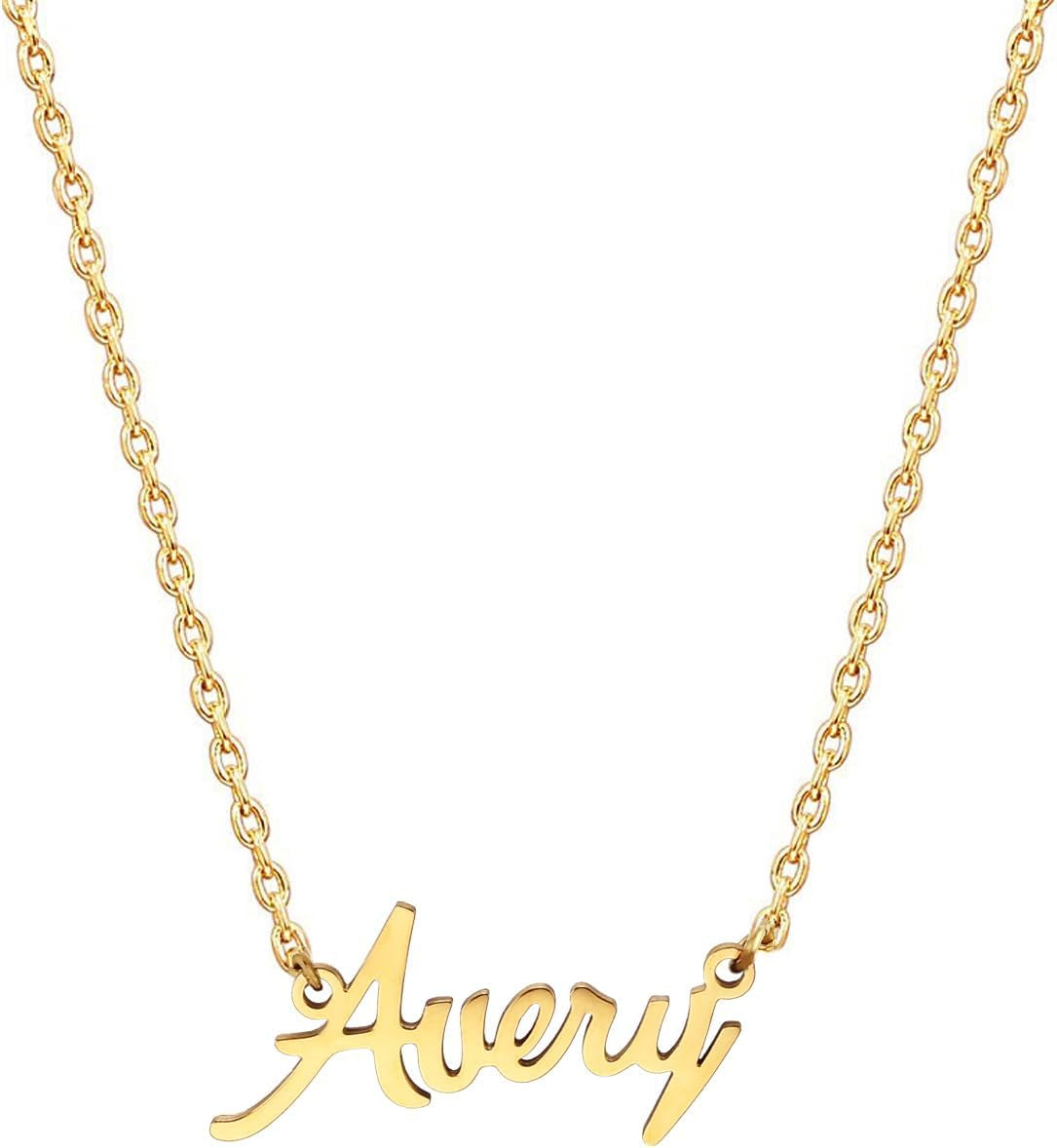 18K Gold Plated Stainless Steel Name Necklace Personalized Custom Name Necklace Customized Nameplate Necklace for Women