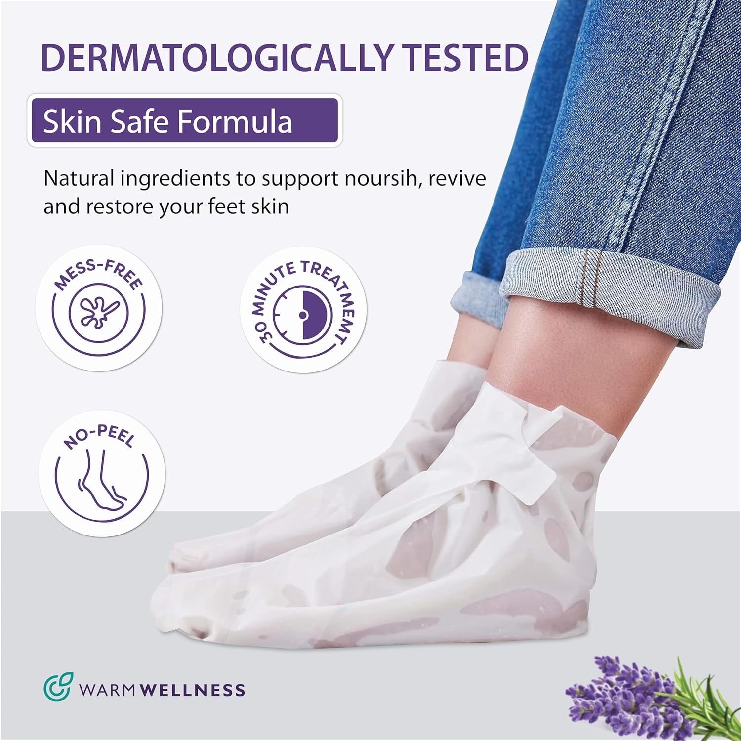 Foot Peeling Mask – Lavender Exfoliating Treatment Booties for Callus Removal & Renewal of Dry, Cracked Feet – Dermatologist-Inspired Moisturizing Spa Therapy for Men & Women (2 Pairs)