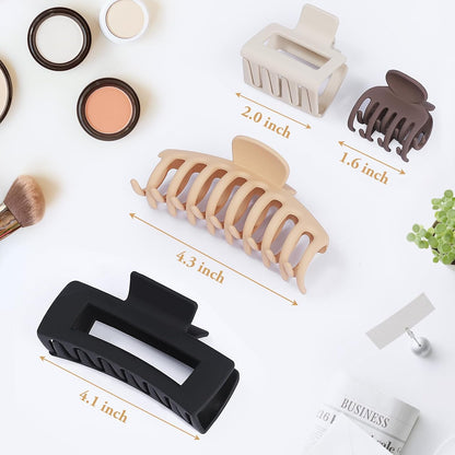 Hair Clip 16 Count for Women - Hair Claws for Thin Thick Curly Hair - Large and Small Matte Banana Clips - Strong Hold Nonslip Hair Claws - Various Sizes and Styles