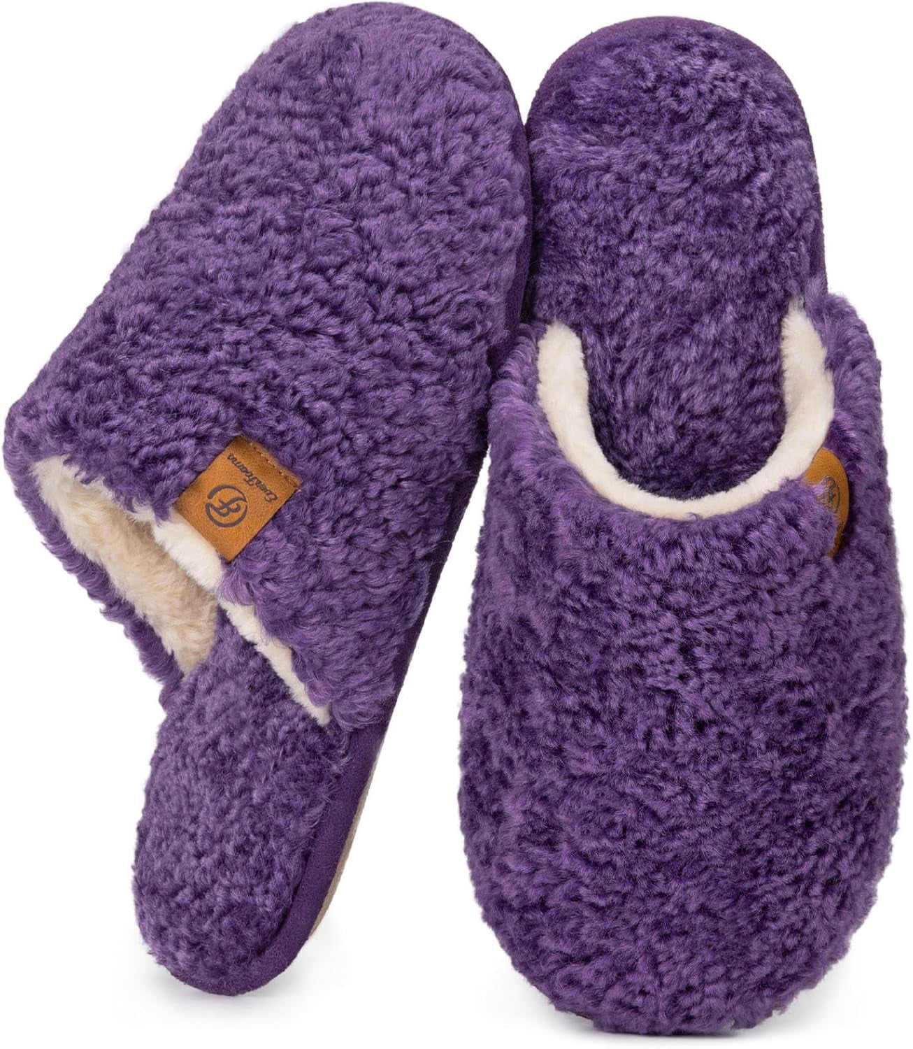 Women'S Fuzzy Slip-On Slippers Warm Cozy Soft Lightweight Memory Foam Indoor House Shoes