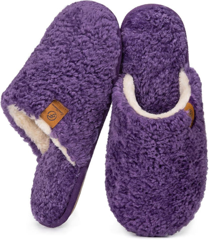 Women'S Fuzzy Slip-On Slippers Warm Cozy Soft Lightweight Memory Foam Indoor House Shoes