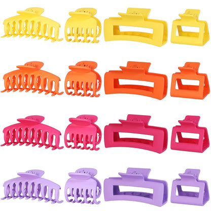 Hair Clip 16 Count for Women - Hair Claws for Thin Thick Curly Hair - Large and Small Matte Banana Clips - Strong Hold Nonslip Hair Claws - Various Sizes and Styles