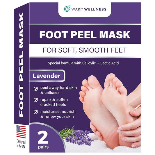 Foot Peeling Mask – Lavender Exfoliating Treatment Booties for Callus Removal & Renewal of Dry, Cracked Feet – Dermatologist-Inspired Moisturizing Spa Therapy for Men & Women (2 Pairs)