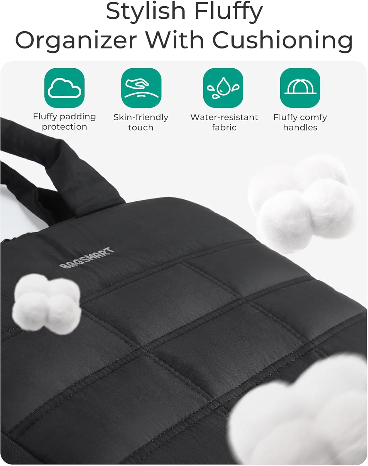 Jewelry Travel Case, Hanging Jewelry Organizer with Zipper Pockets, Large Capacity Puffy Jewelry Roll for Earrings, Necklaces, Rings on Closet, Wall, Door, Portable Travel Essentials, Black