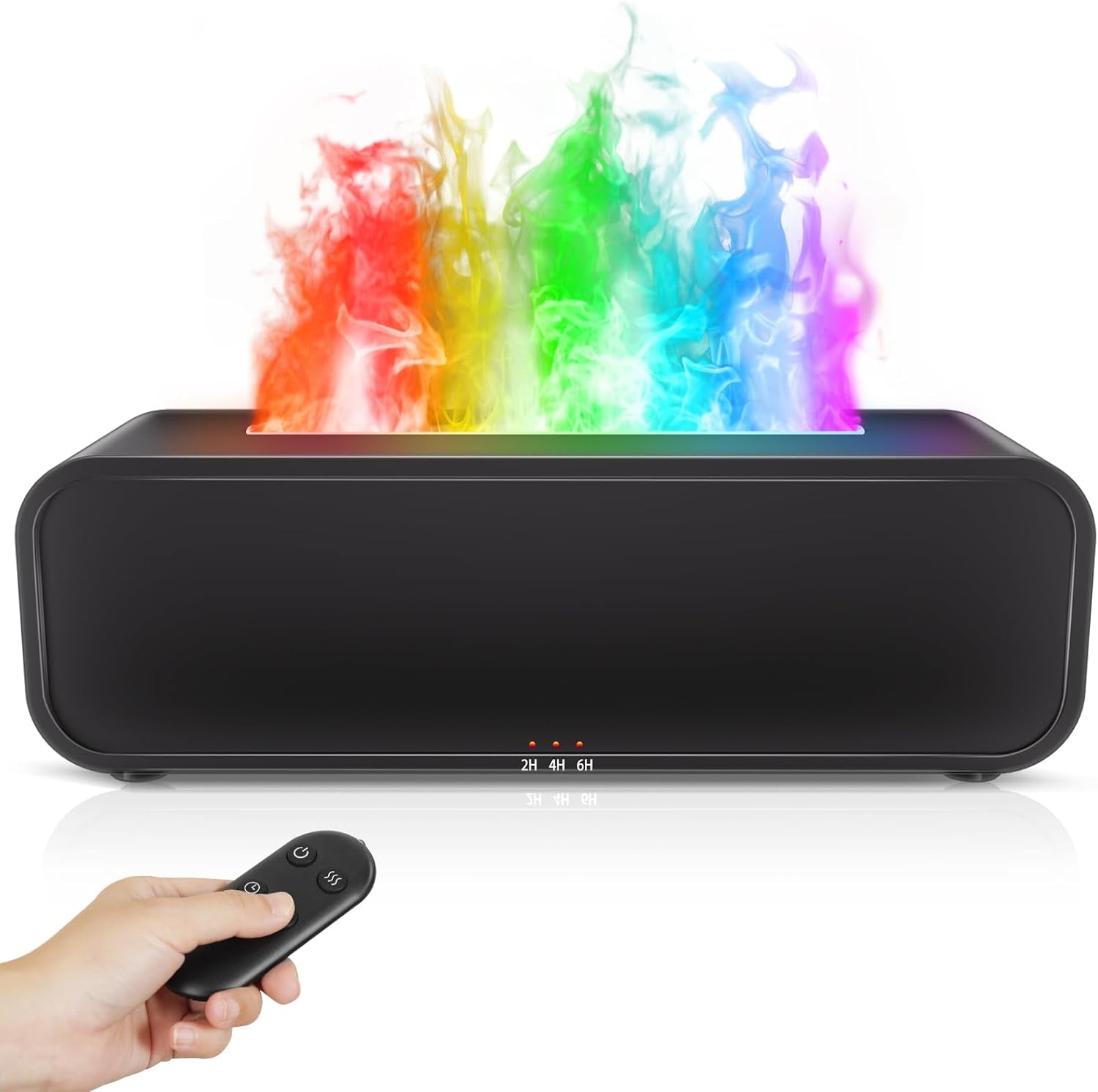 Eseential Oil Diffuser, 250Ml Flame Oil Diffuser - Aromatherapy Humidifier, Sound Activated Flame Effect, Rainbow Flame, Music Sync, Remote Control - Perfect for Bedroom Home Office Yoga (Black)