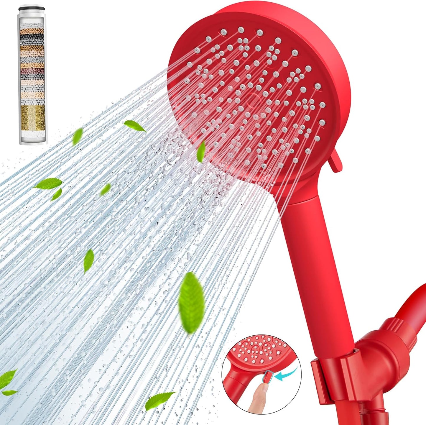 Filtered Shower Head with Handheld, High Pressure 6 Spray Mode Showerhead with Filters, Water Softener Filters Beads for Hard Water - Remove Chlorine - Reduces Dry Itchy Skin, Chrome
