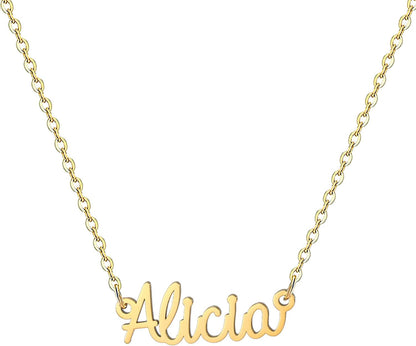 18K Gold Plated Stainless Steel Name Necklace Personalized Custom Name Necklace Customized Nameplate Necklace for Women