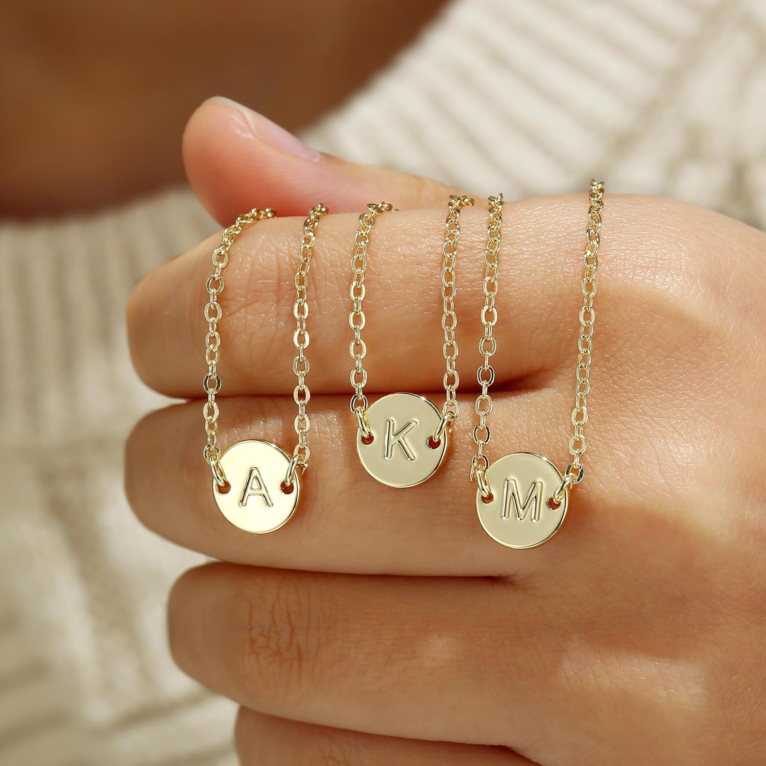 Gold Bracelets for Women Jewelry Gifts - Dainty 18K Real Gold Plated Disc Monogram Letter A-Z Initial Bracelets for Women Trendy Personalized Letter Bracelet Jewelry Gifts for Her
