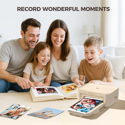 4×6 Photo Printer, Portable Color Picture Printer, Thermal Sublimation Mini Picture Printer, Bundle 20 Sheets Photo Paper & 1 Ribbon Cassette, Photo Printer for Iphone & Android