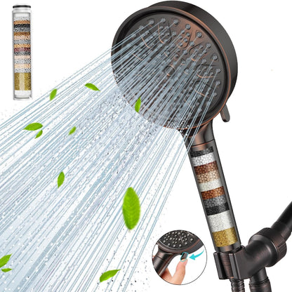 Filtered Shower Head with Handheld, High Pressure 6 Spray Mode Showerhead with Filters, Water Softener Filters Beads for Hard Water - Remove Chlorine - Reduces Dry Itchy Skin, Chrome