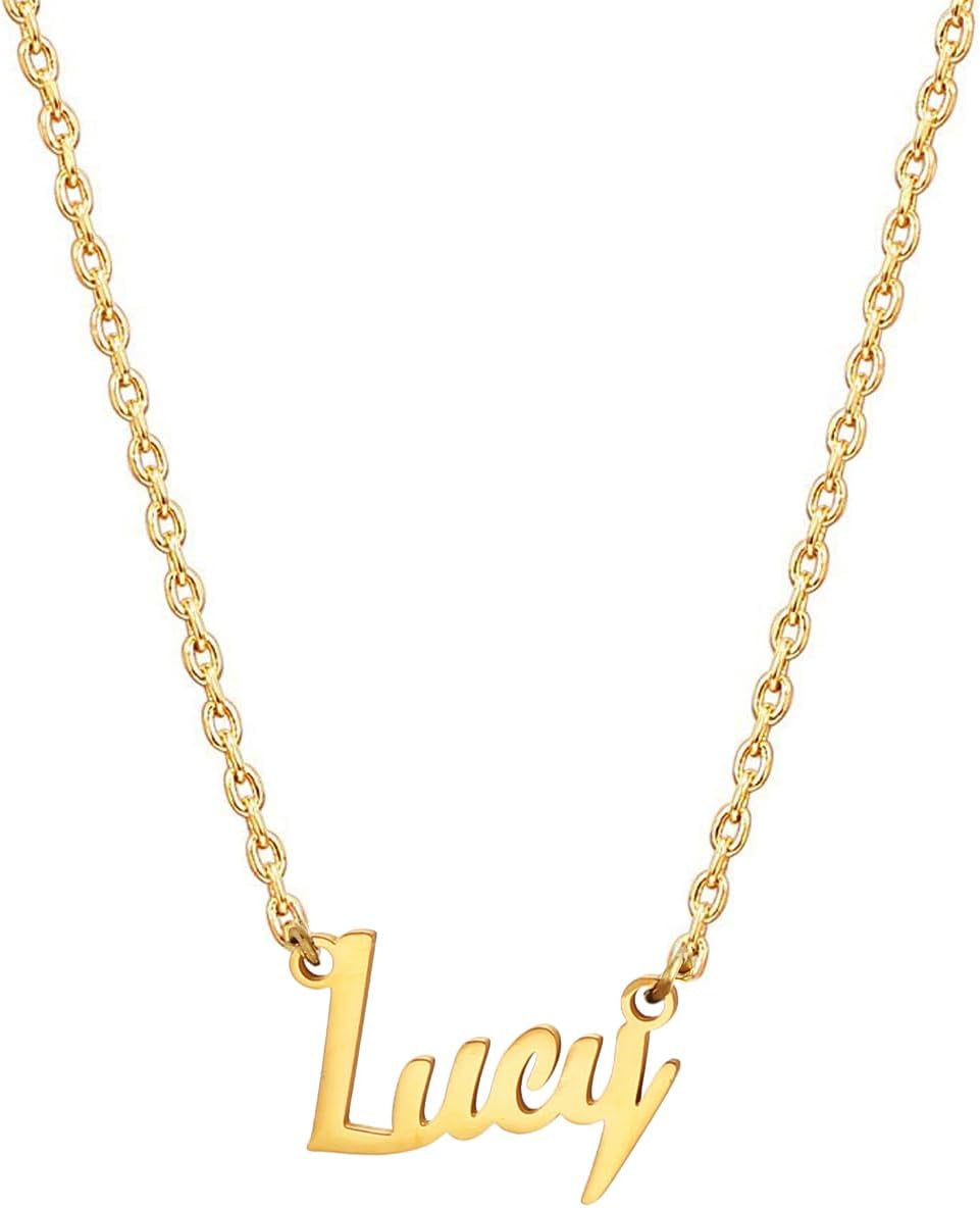 18K Gold Plated Stainless Steel Name Necklace Personalized Custom Name Necklace Customized Nameplate Necklace for Women