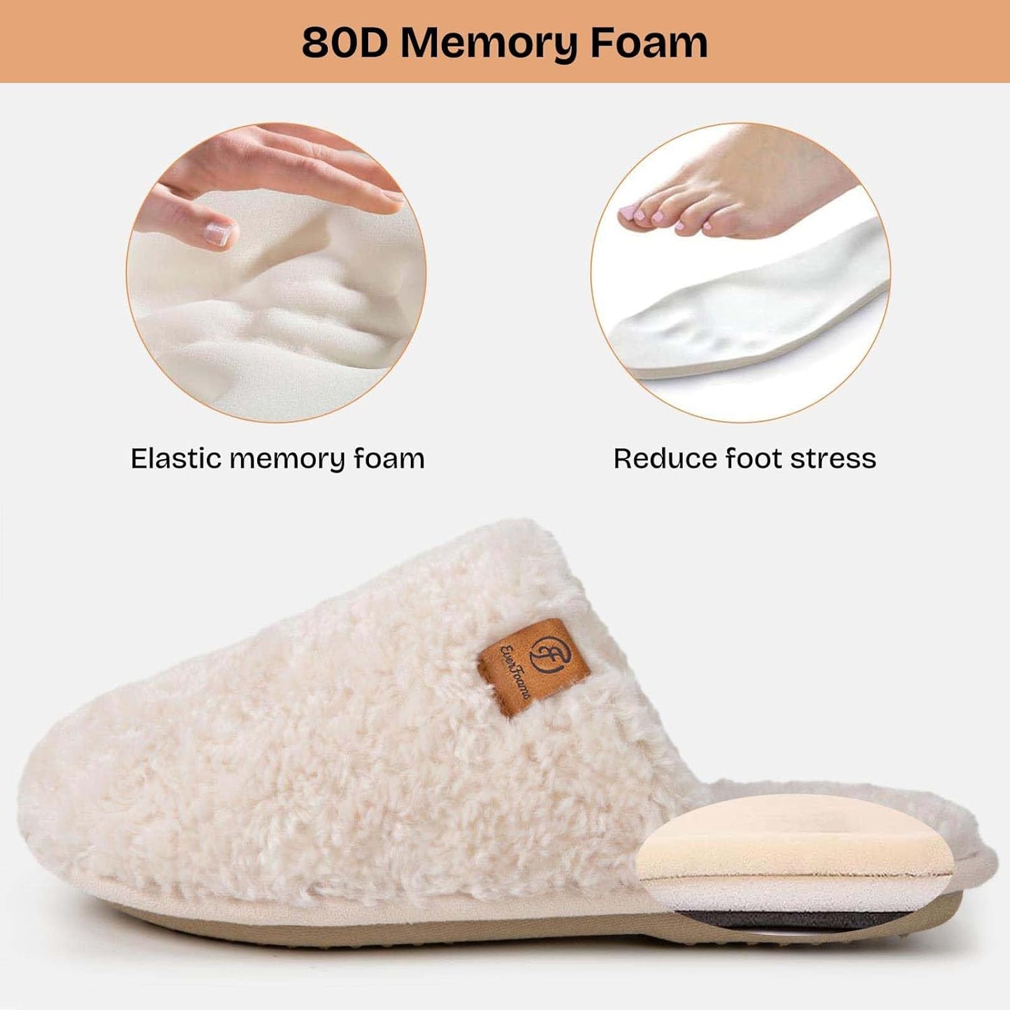 Women'S Fuzzy Slip-On Slippers Warm Cozy Soft Lightweight Memory Foam Indoor House Shoes