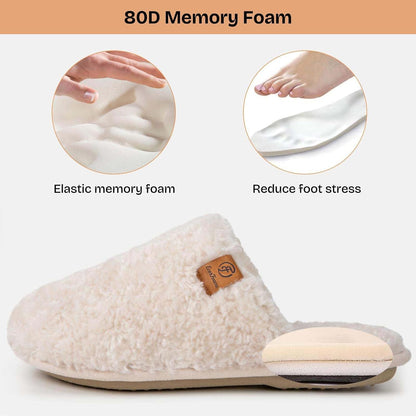 Women'S Fuzzy Slip-On Slippers Warm Cozy Soft Lightweight Memory Foam Indoor House Shoes